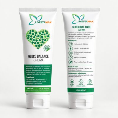 Frasco de Crema Glucobalance Combo con ingredientes naturales, suplemento LiveMax Guatemala