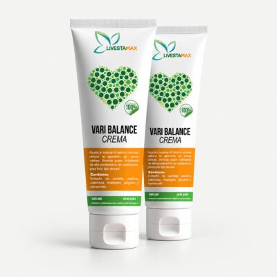 Frasco de Varibalance Crema con ingredientes naturales, suplemento LiveMax Guatemala