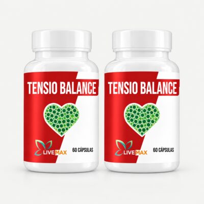 Frasco de TensioBalance con ingredientes naturales, suplemento LiveMax Guatemala