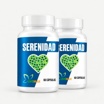 Frasco de Serenidad con ingredientes naturales, suplemento LiveMax Guatemala